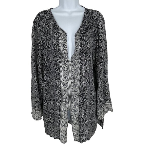 Chico's Boho Style Long Sleeve Open Front Top With Floral Pattern Size 3 US XL - Picture 1 of 9
